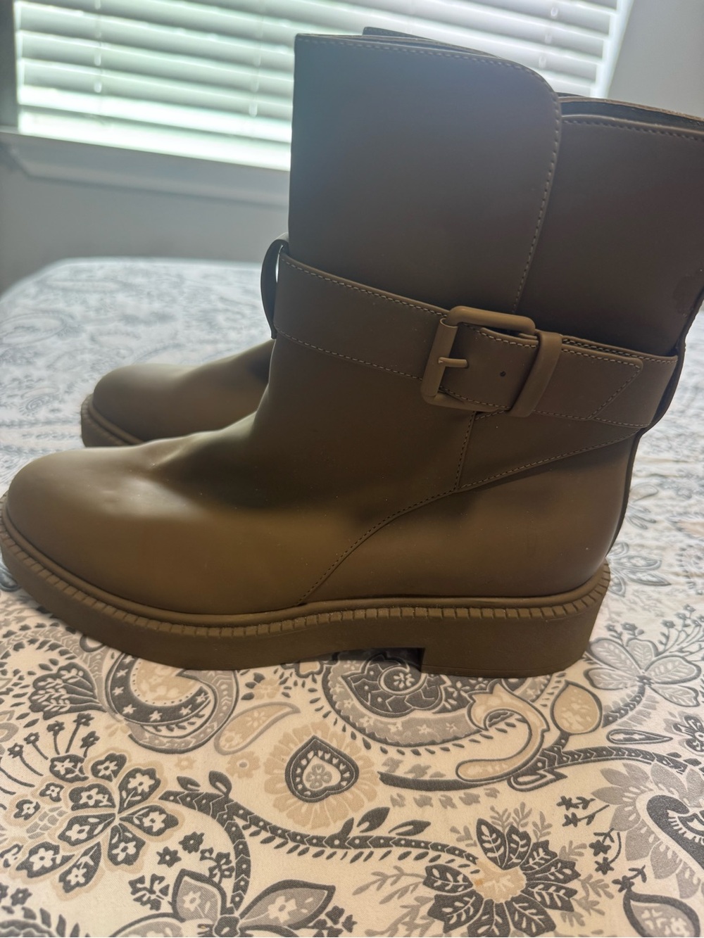 Vince Olive-Tone Ankle Boot with Buckle Strap - Picture 2 of 4